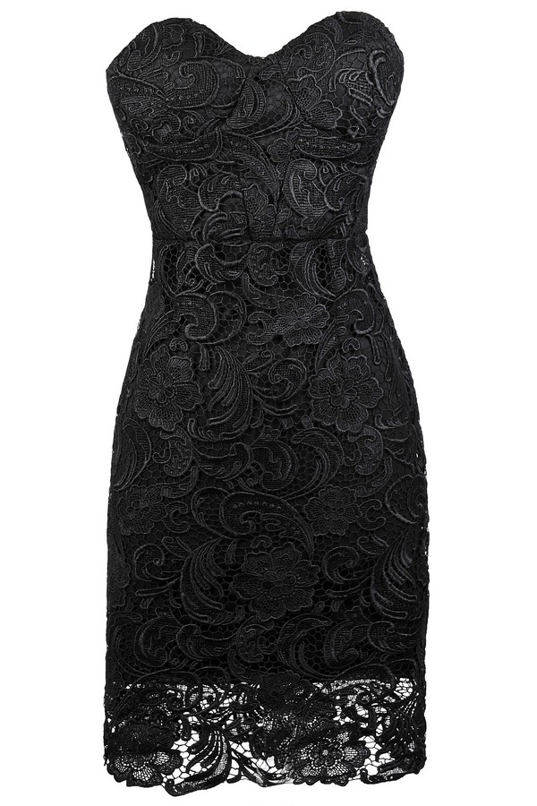 Strapless Bodycon Black Lace Dress With Sweetheart Neckline on Luulla