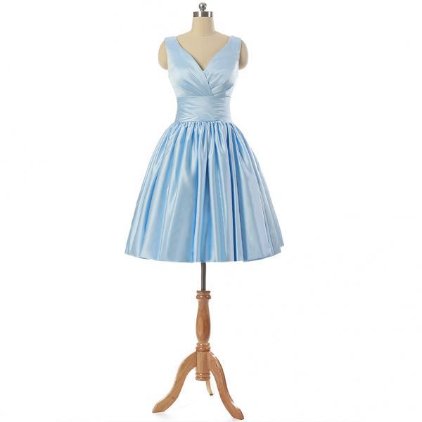 Plunge V Satin Knee Length ALine Cocktail Dress on Luulla